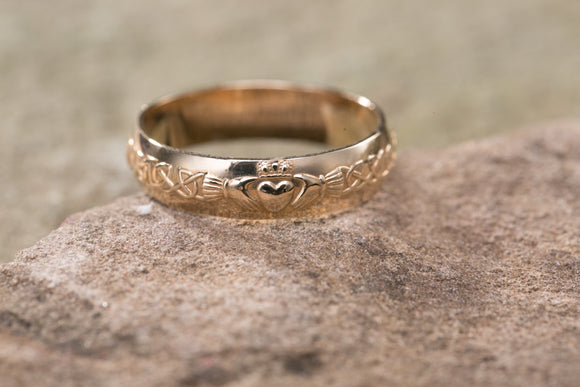 14K Claddagh Narrow Wedding Band -  Mary-Anne's Irish Gift Shop