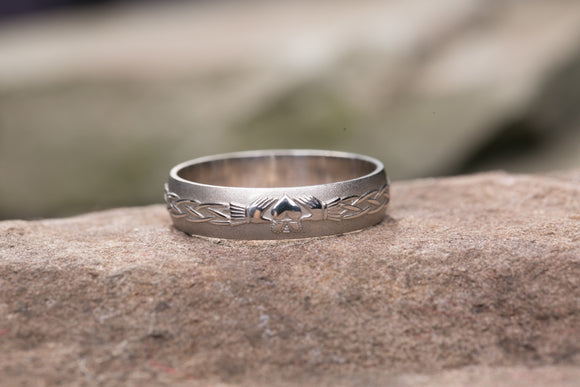 Platinum Claddagh Wedding Band -  Mary-Anne's Irish Gift Shop