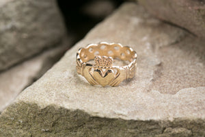 Ladies Claddagh Ring 10K with Braided Back -  Jim O'Conner