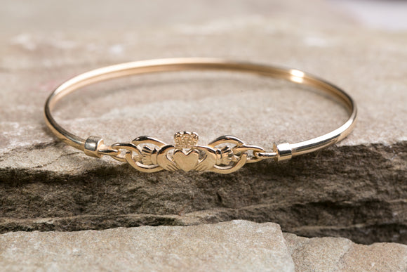 Ladies 10K  Gold Claddagh Bangle -  Jim O'Conner