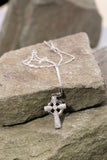 14K White Gold and Diamond Celtic Cross -  Solvar