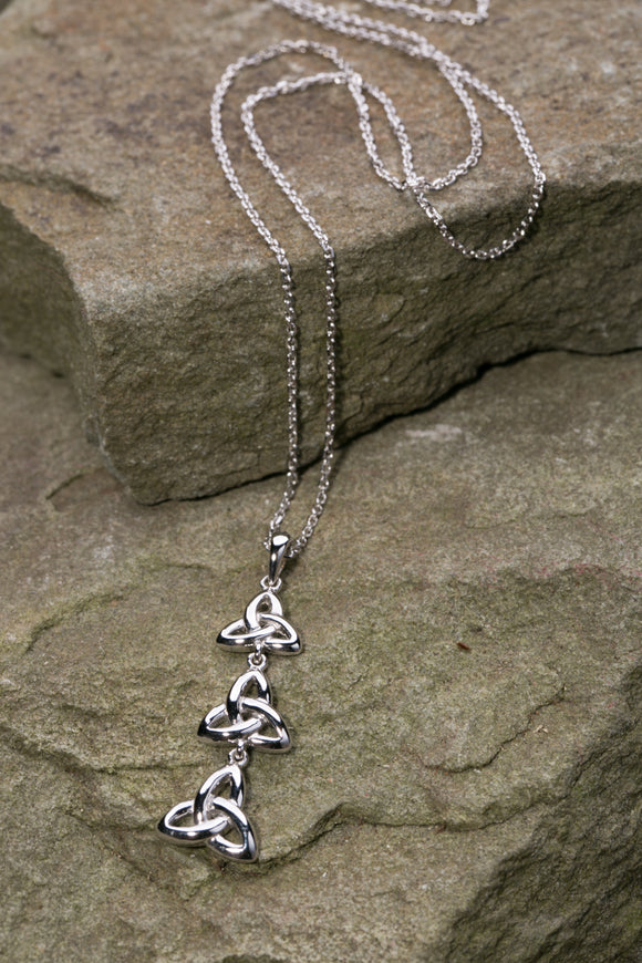 14K Trinity Knot Triple Pendant White Gold -  Mary-Anne's Irish Gift Shop