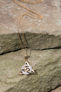 14K Trinity Knot Pendant with Circle of Diamonds -  Mary-Anne's Irish Gift Shop