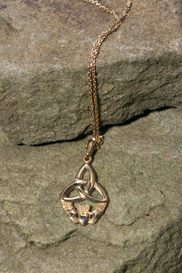 10K Trinity Knot & Claddagh Pendant -  Mary-Anne's Irish Gift Shop