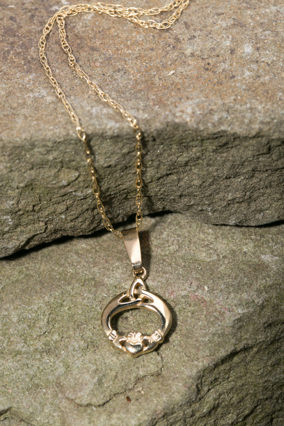 10K Trinity Knot & Claddagh Pendant -  Mary-Anne's Irish Gift Shop