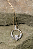 Ladies 14K Gold Claddagh Diamond Pendant -  Solvar