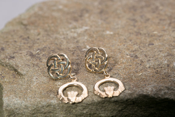 10K Claddagh Stud Earrings -  Mary-Anne's Irish Gift Shop