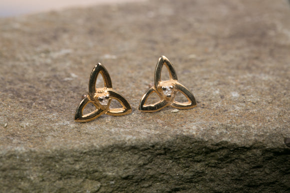 14K Trinity Knot Stud Earrings with Diamonds -  Mary-Anne's Irish Gift Shop
