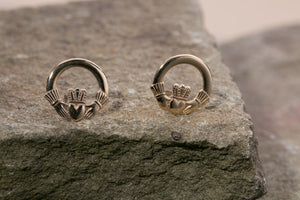 10K Claddagh Stud Earrings -  Mary-Anne's Irish Gift Shop