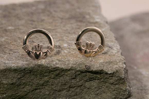 10K Claddagh Stud Earrings -  Mary-Anne's Irish Gift Shop