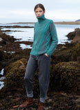 Fisherman Ladies Lambswool  2 Tone Cable Polo Neck Sweater -  Mary-Anne's Irish Gift Shop