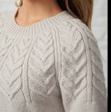 Fisherman Ladies Supersoft Aran Yoke Crew...Natural -  Fisherman Out of Ireland