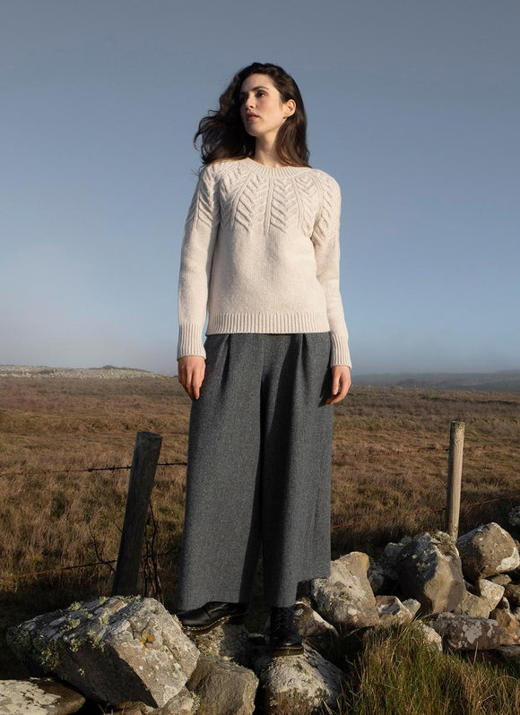 Fisherman Ladies Supersoft Aran Yoke Crew...Natural -  Fisherman Out of Ireland