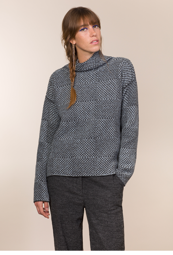 Fisherman Out of Ireland Shadow Blocked Funnel Neck Sweater -  Fisherman Out of Ireland