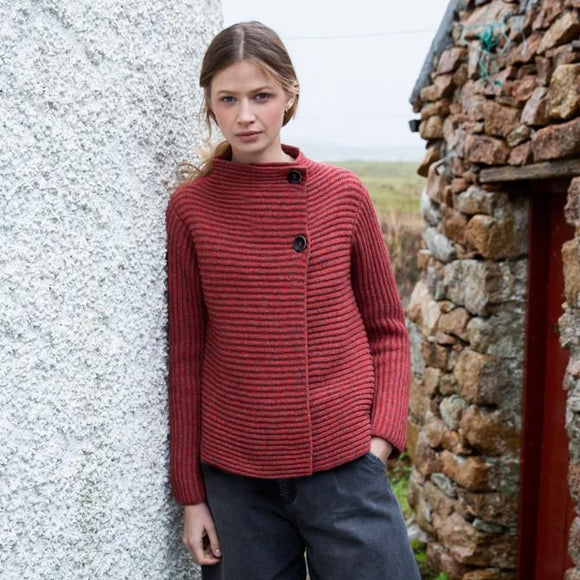 Fisherman Out of Ireland Horizontal Ribbed Cardigan -  Fisherman Out of Ireland