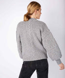 Knitted Cardigan with Cable Lantern Sleeve -  Irelands eye