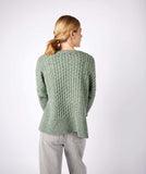 Fisherman Aran Cable Knit Cropped Sweater with Slits -  Irelands eye