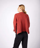 Fisherman Aran Cable Knit Cropped Sweater with Slits -  Irelands eye