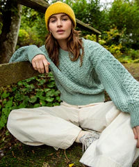 Fisherman Ladies Aran Cropped Crew -  original Aran Company