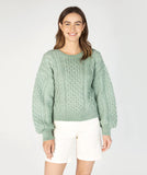Fisherman Ladies Aran Cropped Crew -  original Aran Company