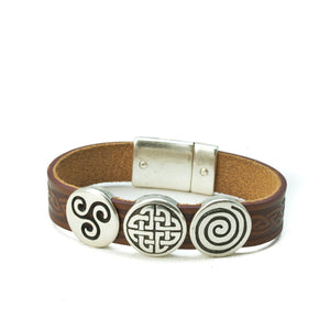 Celtic Leather Cuff with 3 Knots -  Lee River