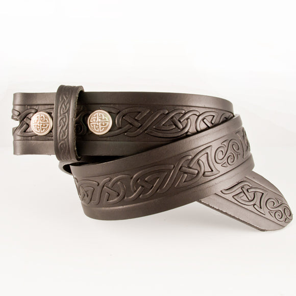 Celtic Knot Black Leather Belt -  Lee River