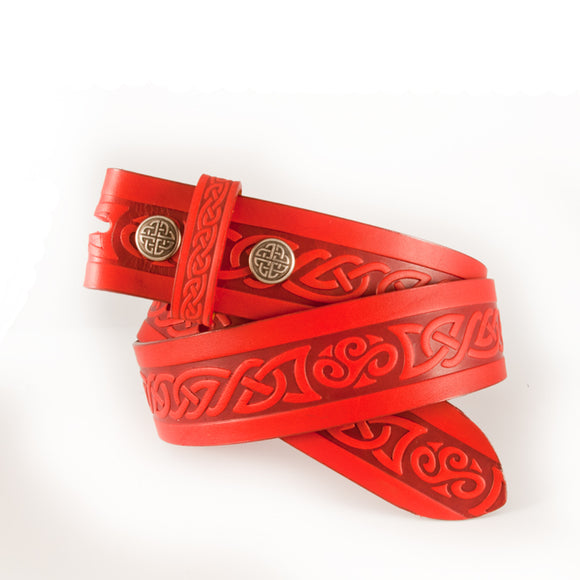 Celtic Knot Red Leather Belt -  Lee River