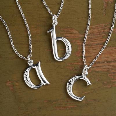 Sterling Silver Celtic Initial Pendant -  Solvar