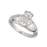Ladies Sterling Silver Claddagh Ring with Cubic Zirconia -  Solvar
