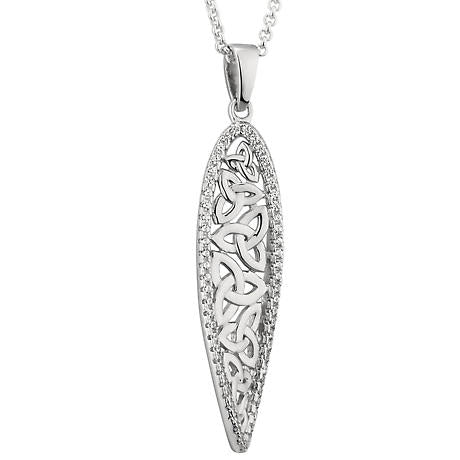 Sterling Silver Crystal Trinity Knot Twisted Pendant -  Solvar
