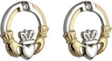 14K Claddagh Diamond Yellow and White Gold Stud Earrings -  Mary-Anne's Irish Gift Shop