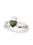 Ladies Connemara Marble Claddagh Ring -  solvar