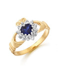 Ladies Claddagh Ring 10k gold with Sapphire and Cubic Zirconium -  Solvar