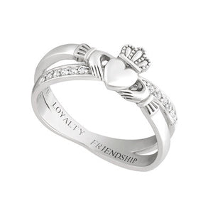 Ladies Sterling Silver Claddagh Ring "the Kiss" -  Solvar