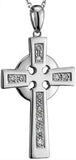 14K White Gold and Diamond Celtic Cross -  Solvar
