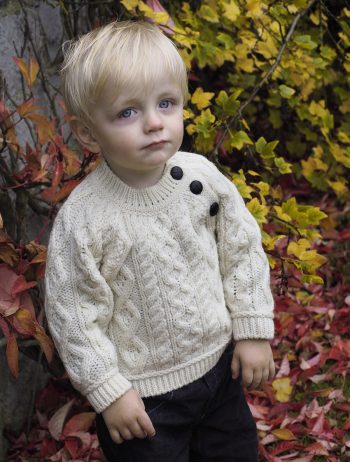 Baby's Aran Cable Fisherman Crew with side Buttons -  Aran crafts