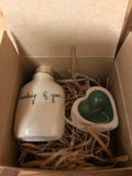 Irish Ceramic...Set of Heart Shaped Bowl and Tiny Bottle -  Siobhan Steele