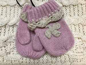 Pink Shamrock Wool Baby Mitts -  Patrick Francis