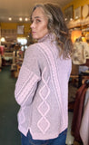 Fisherman Ladies Lambswool  2 Tone Cable Polo Neck Sweater -  Mary-Anne's Irish Gift Shop