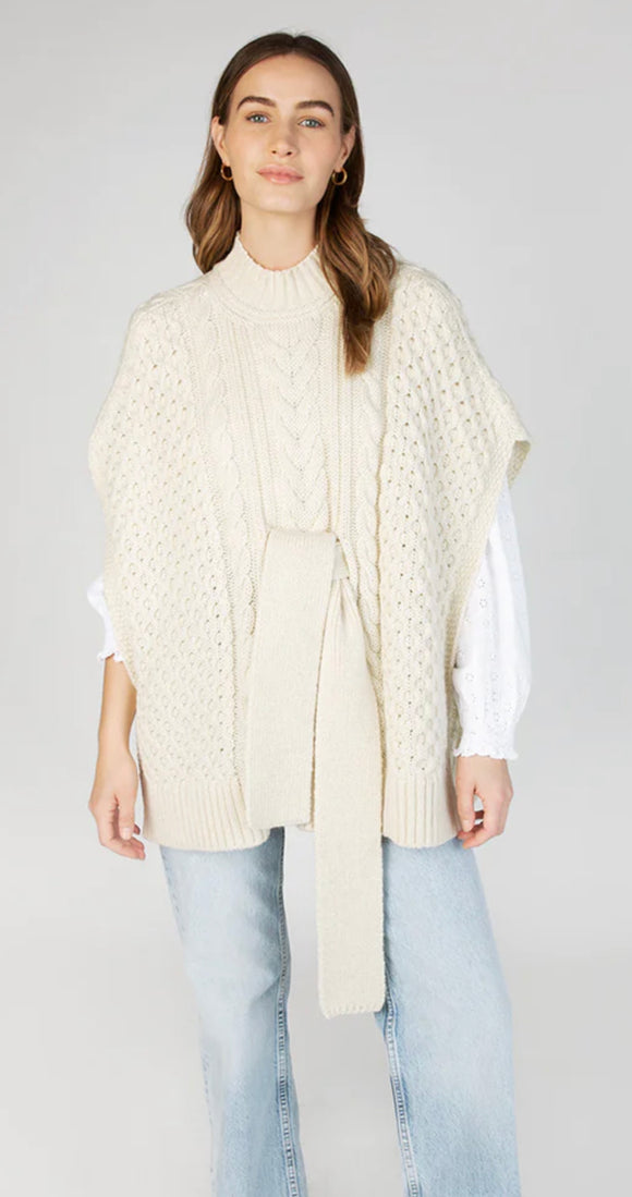 Aran Fisherman Knit Super Soft Merino Wool Poncho