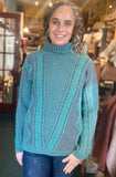 Fisherman Ladies Lambswool  2 Tone Cable Polo Neck Sweater -  Mary-Anne's Irish Gift Shop