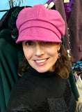 Ladies Pink Irish Tweed Herringbone Cap -  Muckross Weavers