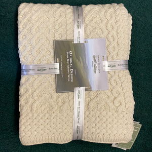 Aran Cable Knit Super Soft Merino Wool Blanket/Throw -  McNutts of Donegal