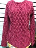 Fisherman Ladies Fitted Aran Crew...Magenta -  Fisherman Out of Ireland