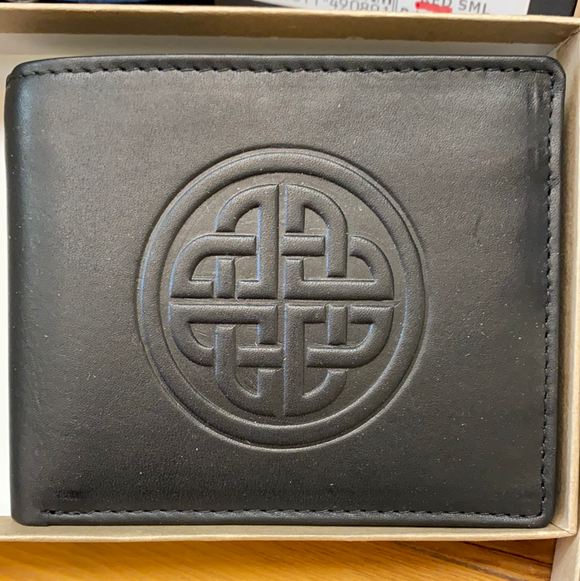 Leather Wallet with a Celtic Eternity Knot Black -  Lee River