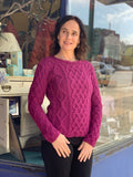 Fisherman Ladies Fitted Aran Crew...Magenta -  Fisherman Out of Ireland