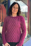 Fisherman Ladies Fitted Aran Crew...Magenta -  Fisherman Out of Ireland