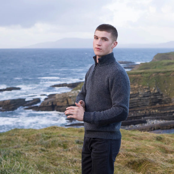 Fisherman Out of Ireland Gents Short Zip Geelong Sweater