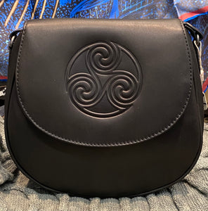 Celtic Knot Leather Saddle Bag ~ Black -  Lee River