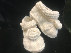 Handknit Aran Baby Moccasins -  Magee
